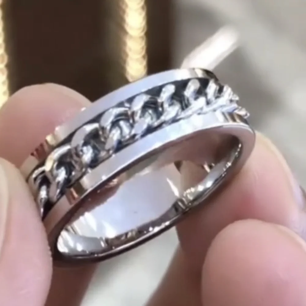 Spinner Fidget Ring Rotating Cuban Men/Women Stainless Steel NWT